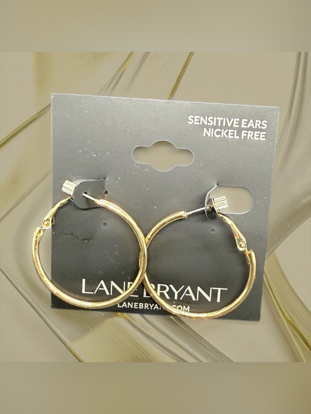 💛LANE BRYANT💛Classic Gold-Tone Hoop Earrings/Nickel Free/NIP